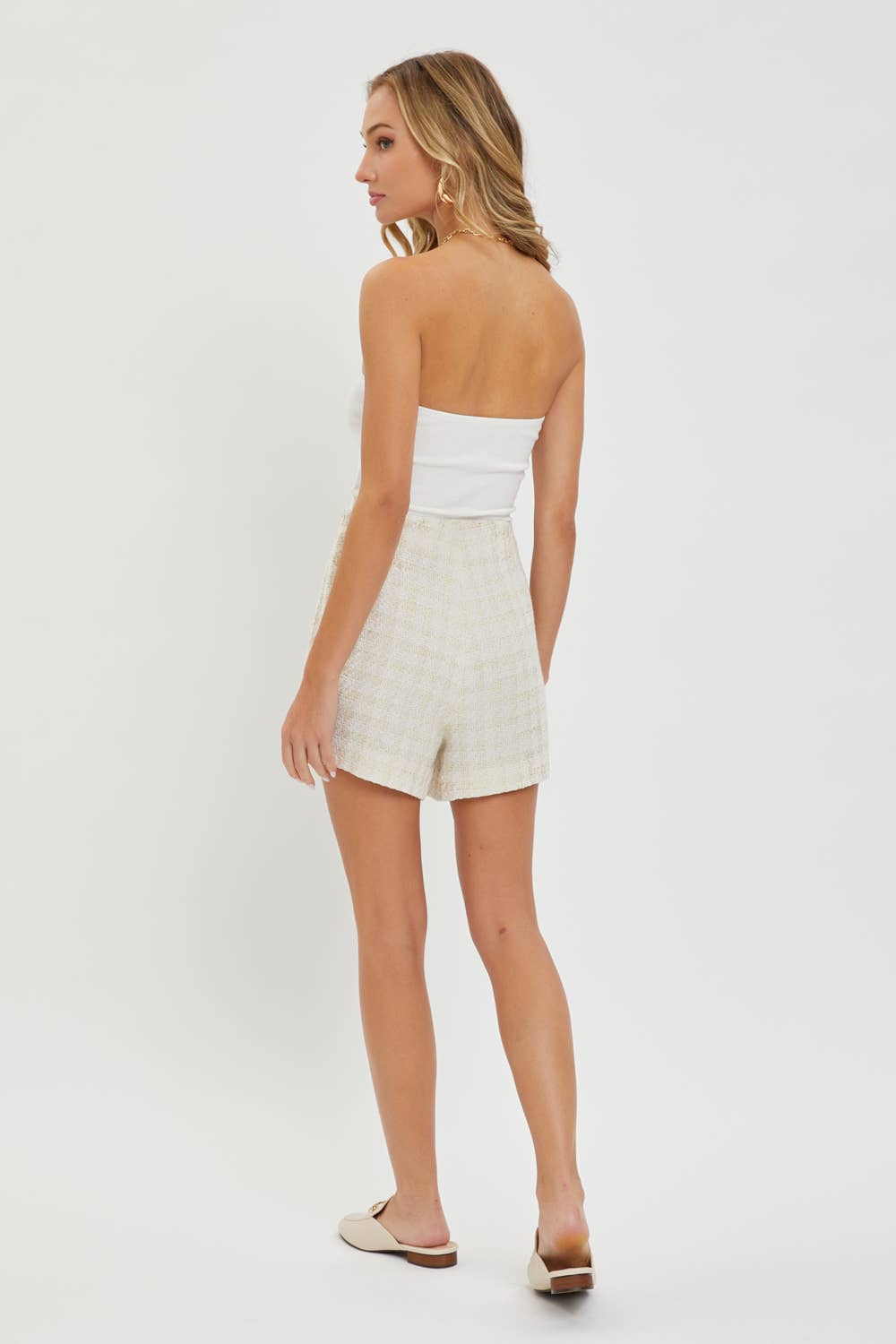 Tweed-Shorts mit hoher Taille