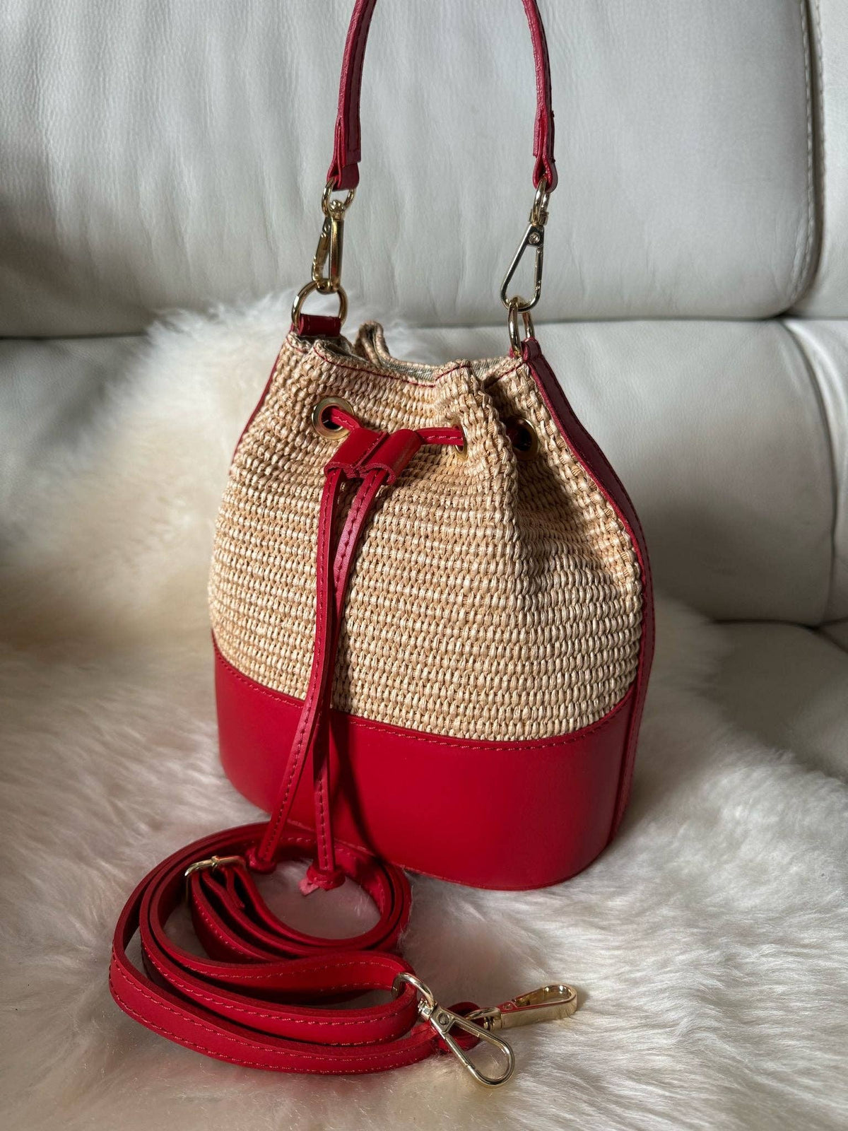 MISS Bucket Classic - Raffia-Tasche
