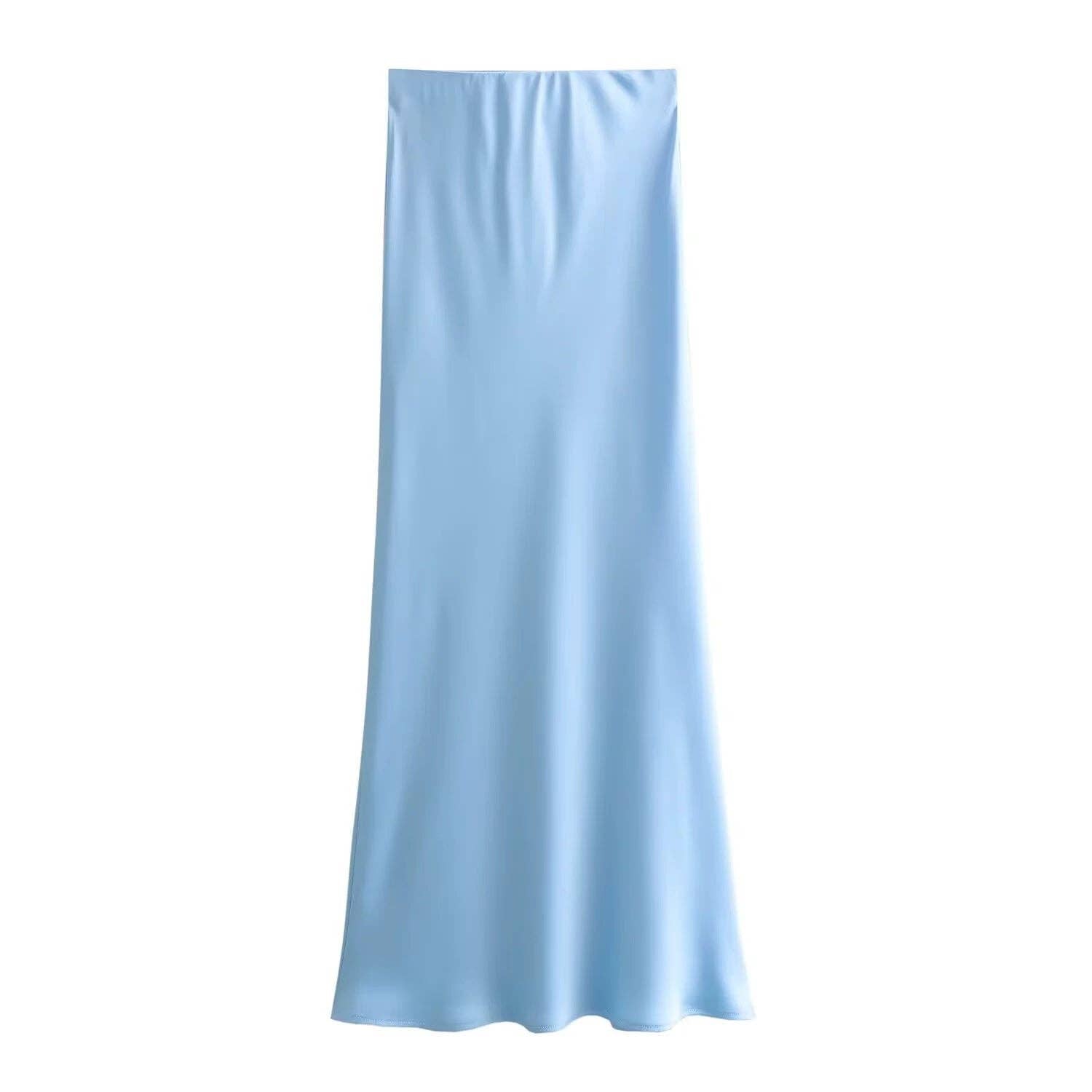 Damen Satin-Midirock in Uni-Farben