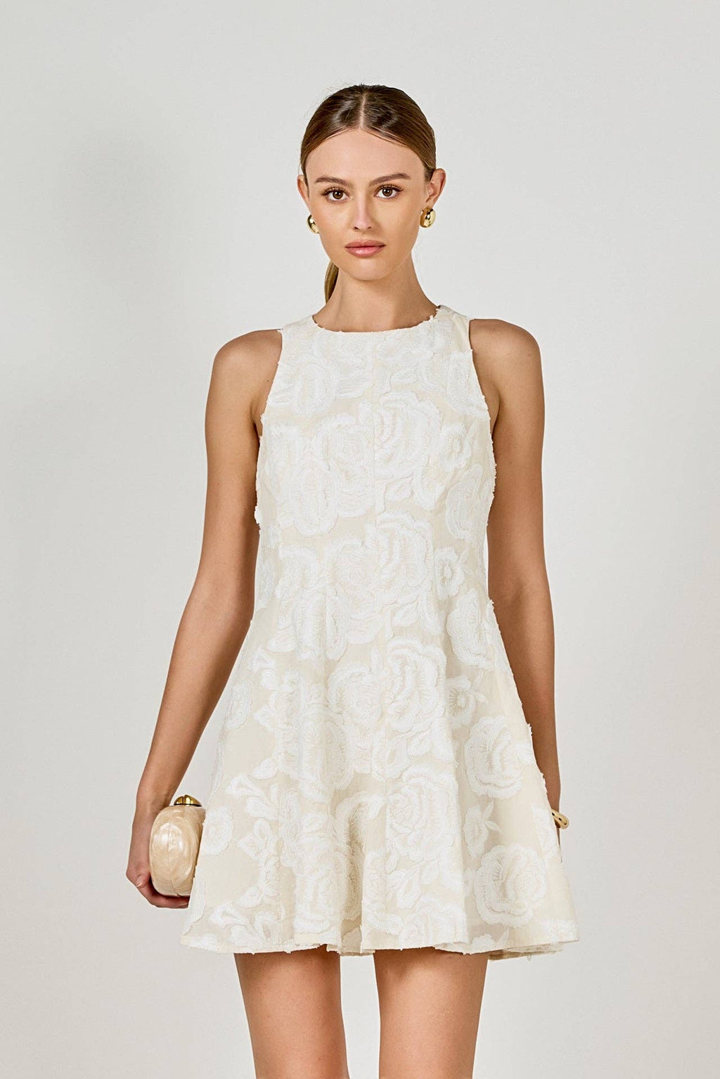 Besticktes Minikleid mit Blumenstickerei