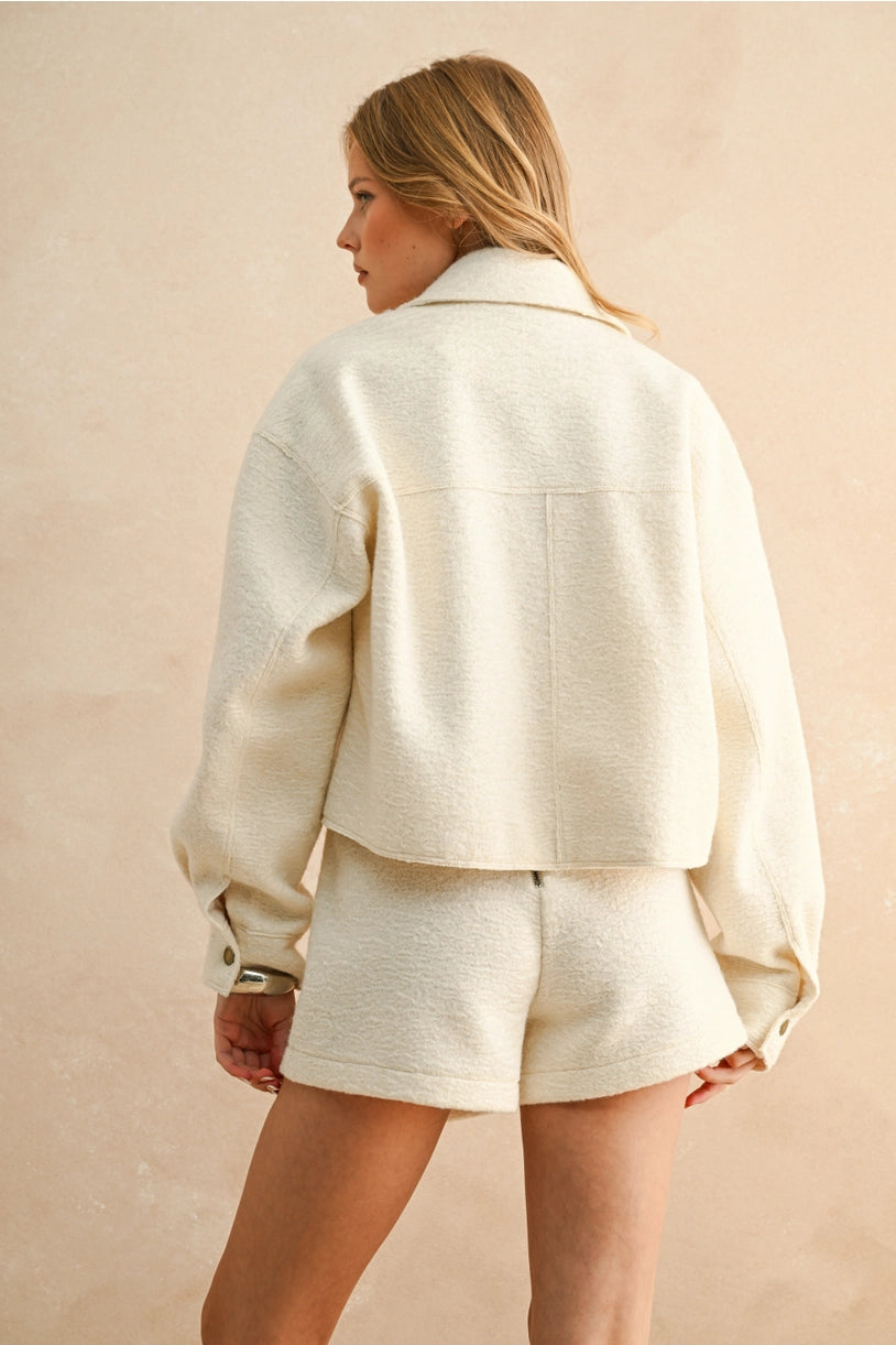 Moderne Strukturjacke in Beige