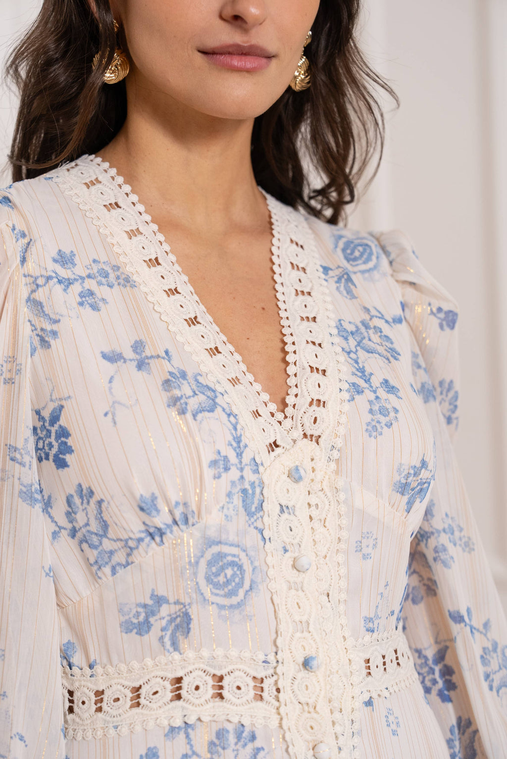 Langes Kleid Avril mit Blumenmuster