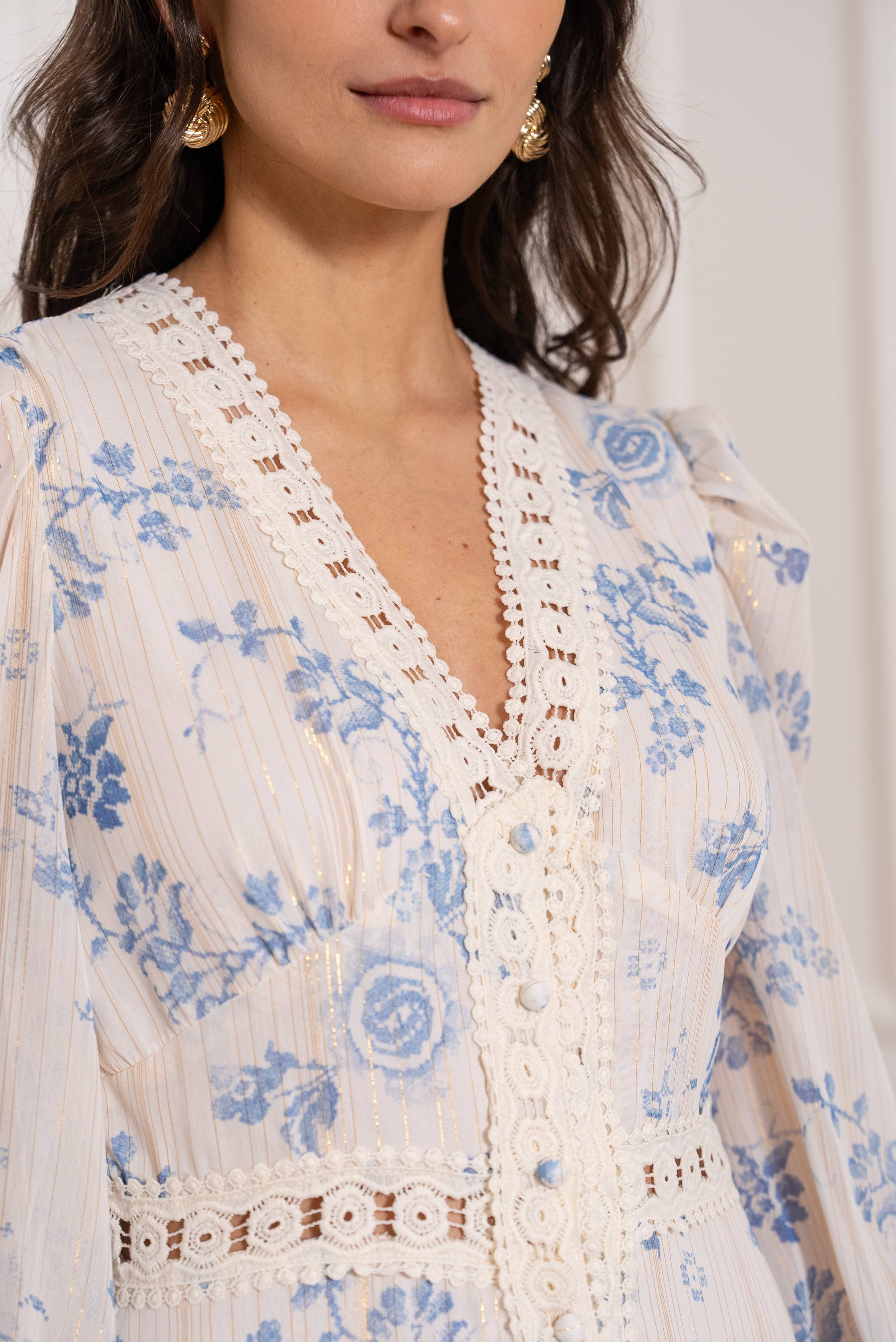 Langes Kleid Avril mit Blumenmuster