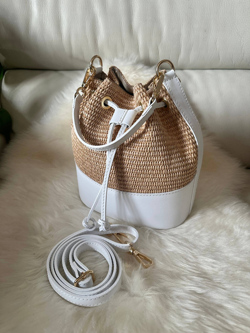 MISS Bucket Classic - Raffia-Tasche