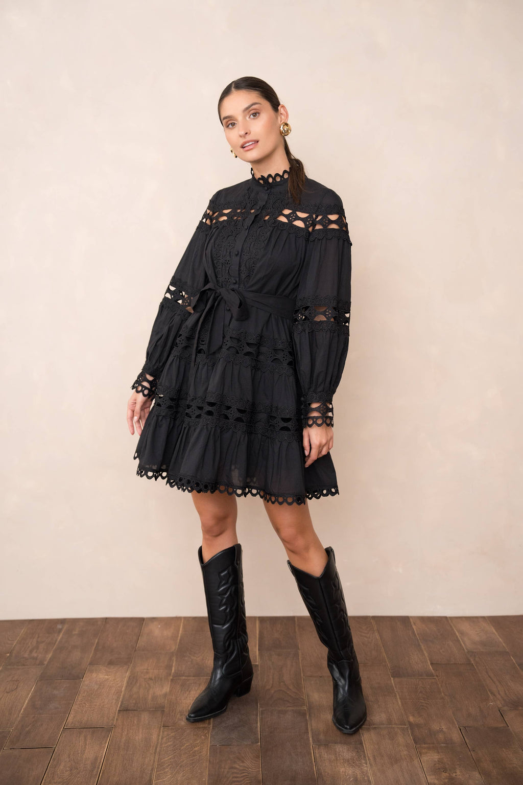 Ellie kurzes Kleid aus Spitze und Baumwolle – 81033