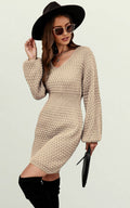 Strick-Minikleid in Beige