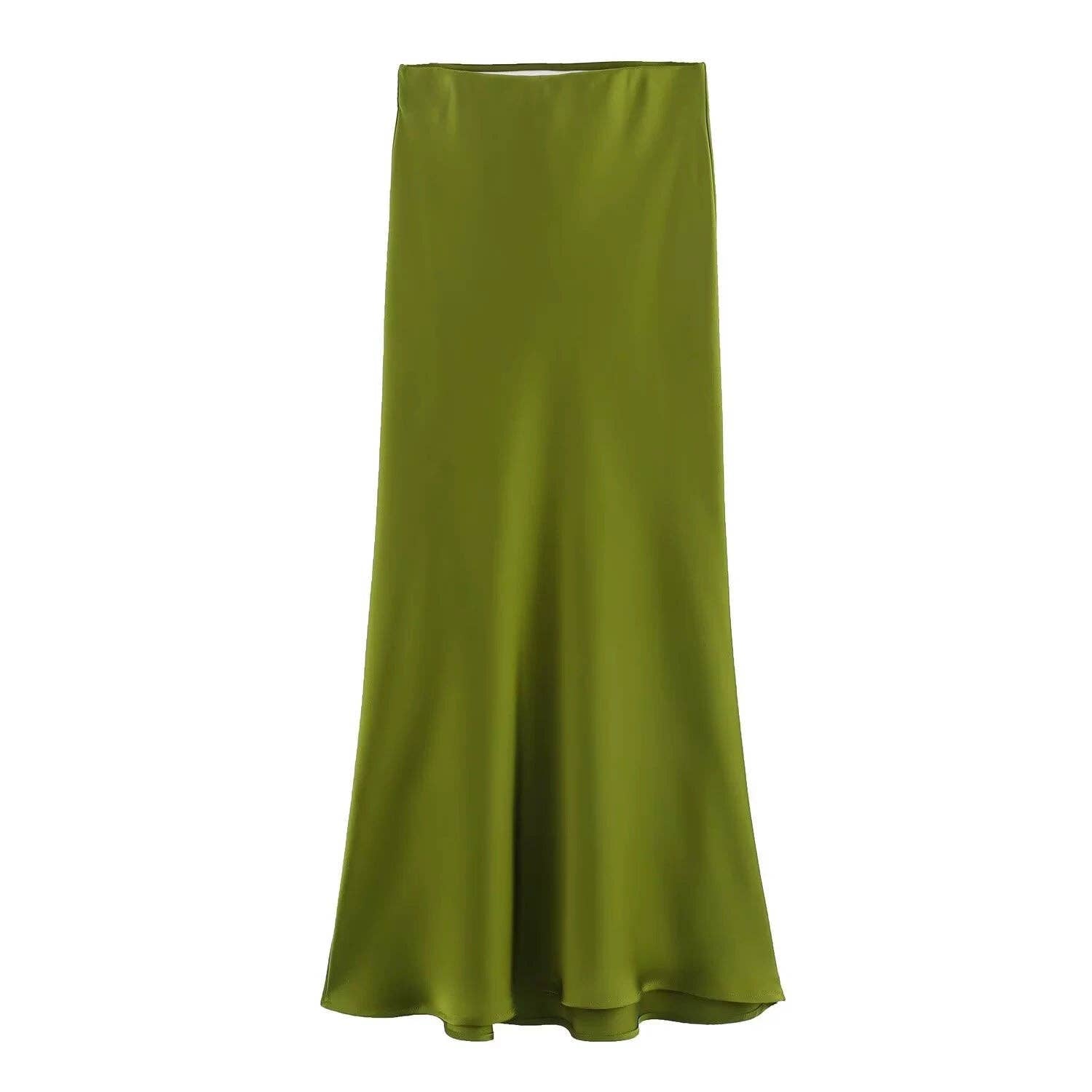 Damen Satin-Midirock in Uni-Farben