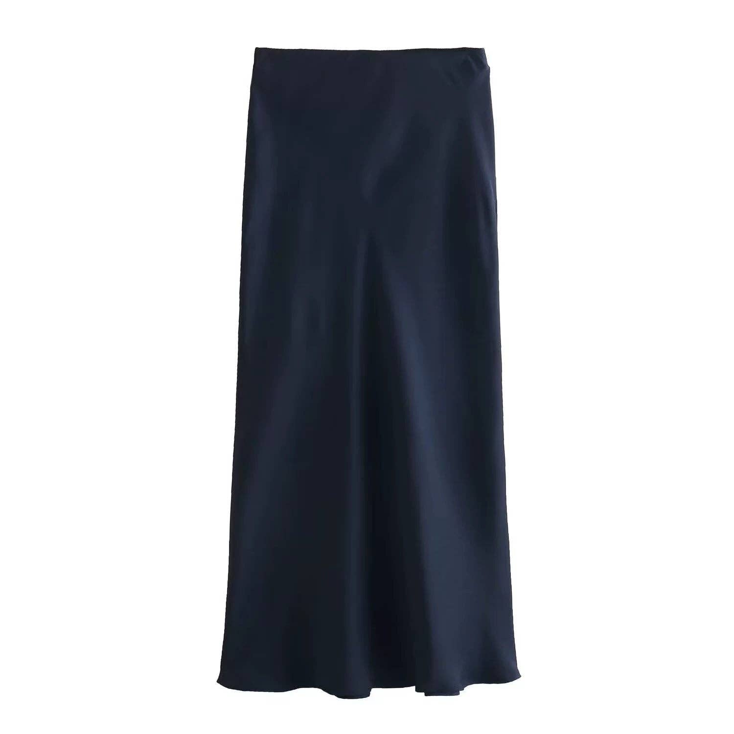 Damen Satin-Midirock in Uni-Farben