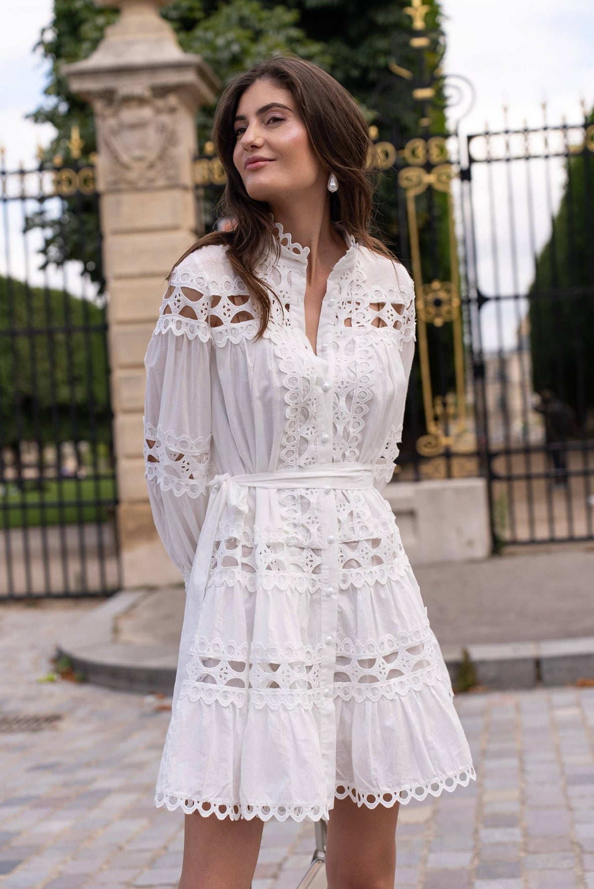 Ellie kurzes Kleid aus Spitze und Baumwolle – 81033