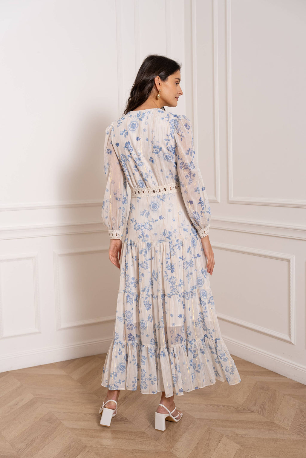 Langes Kleid Avril mit Blumenmuster