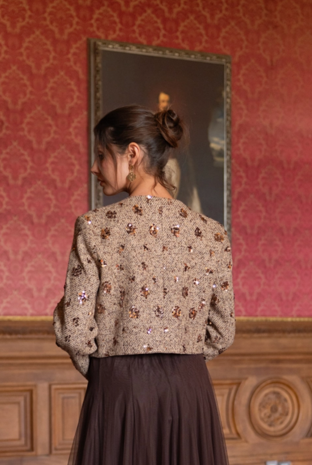 Kurze Jenny-Jacke aus Pailletten-Tweed