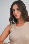 AEMI + CO Jadine Stricktop ärmellos: Oat / White / Black