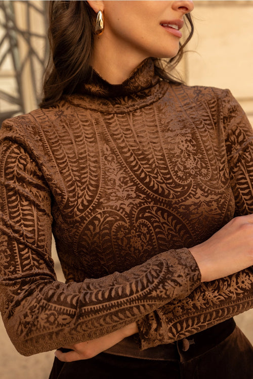 Körper Rollkragen Samt Jacquard