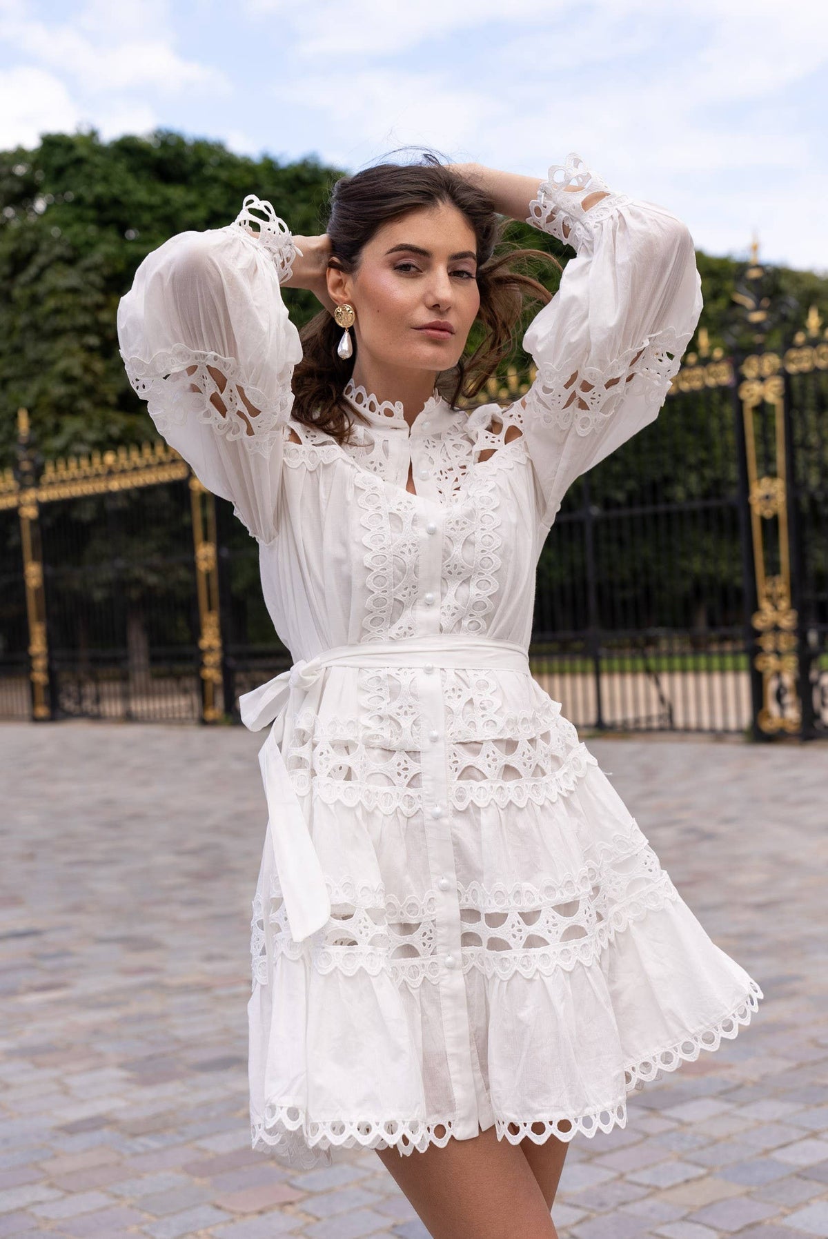 Ellie kurzes Kleid aus Spitze und Baumwolle – 81033