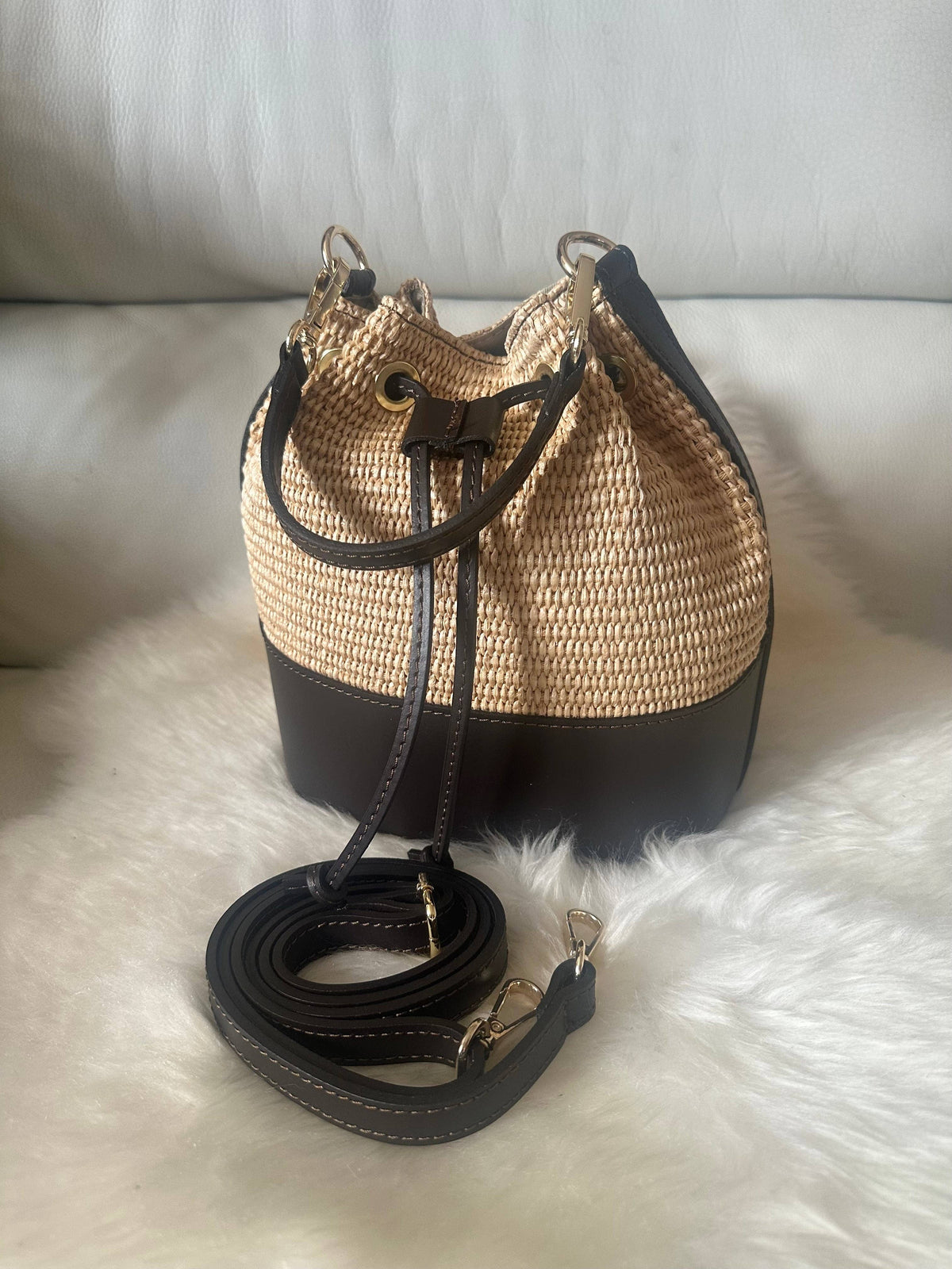 MISS Bucket Classic - Raffia-Tasche