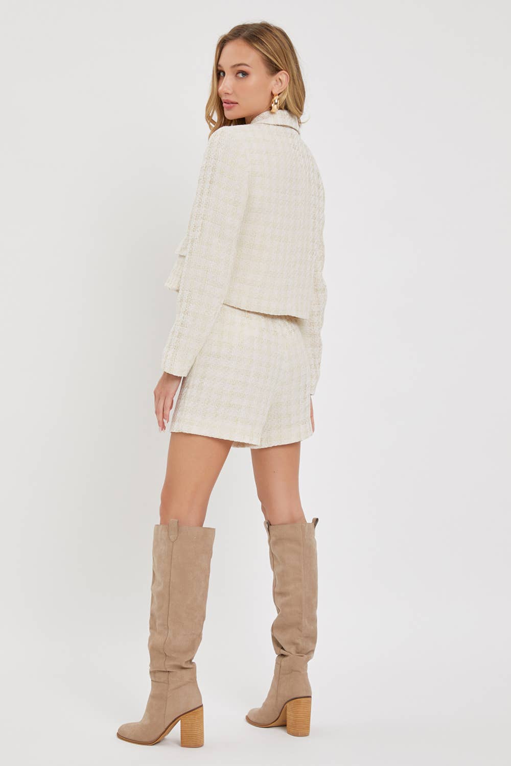 Tweed-Shorts mit hoher Taille