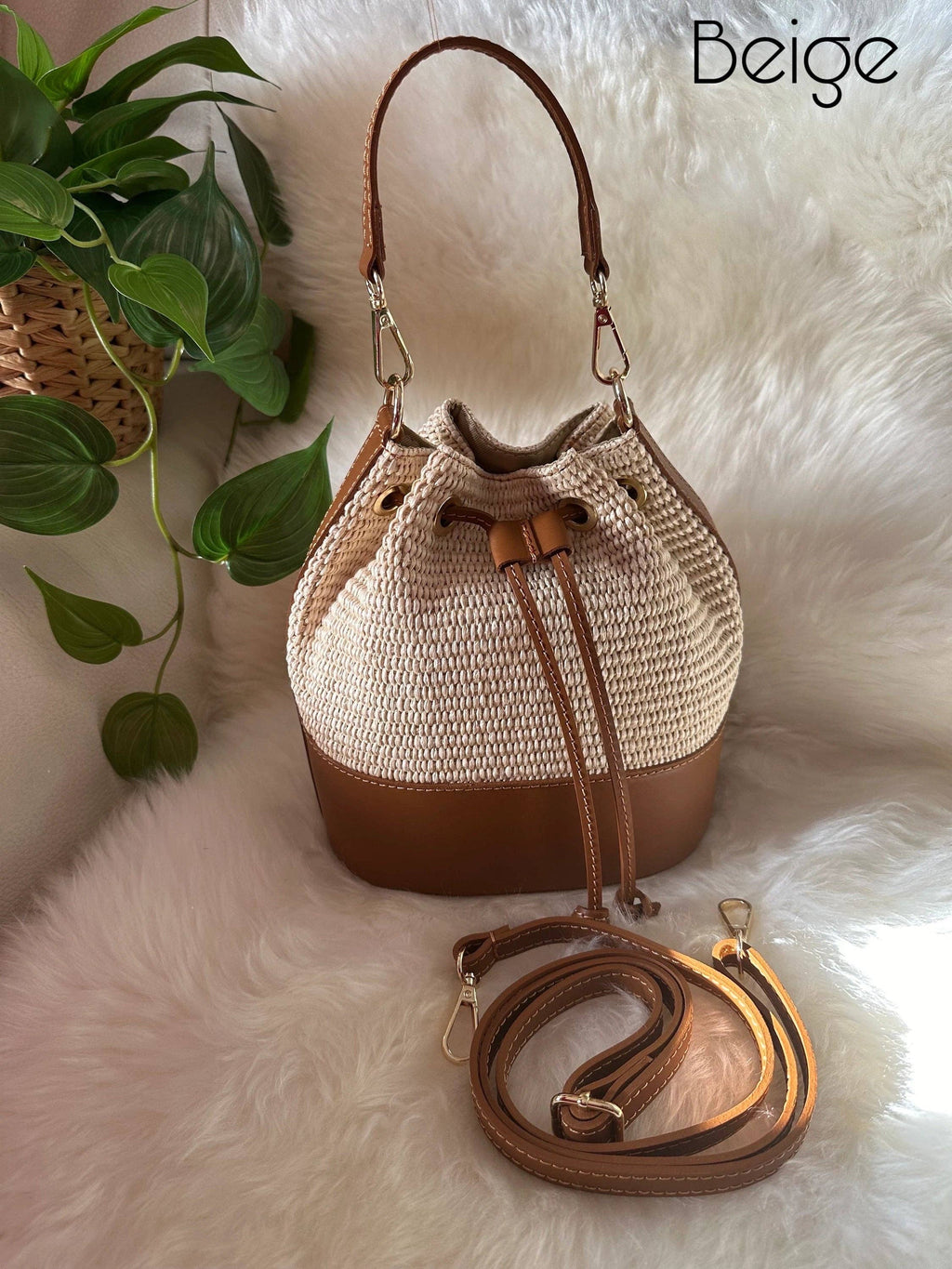 MISS Bucket Classic - Raffia-Tasche