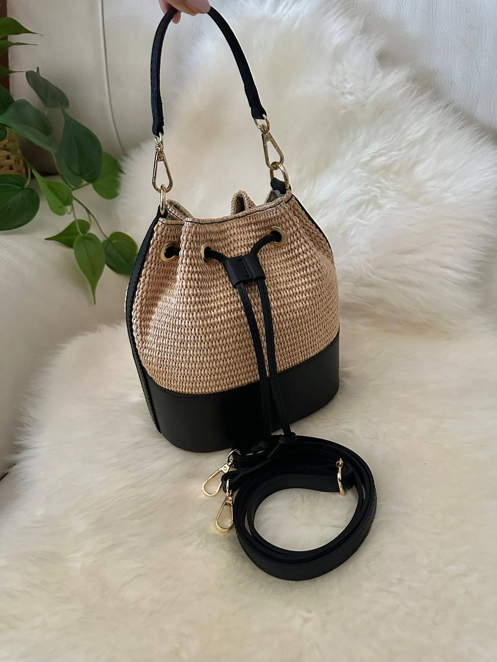 MISS Bucket Classic - Raffia-Tasche