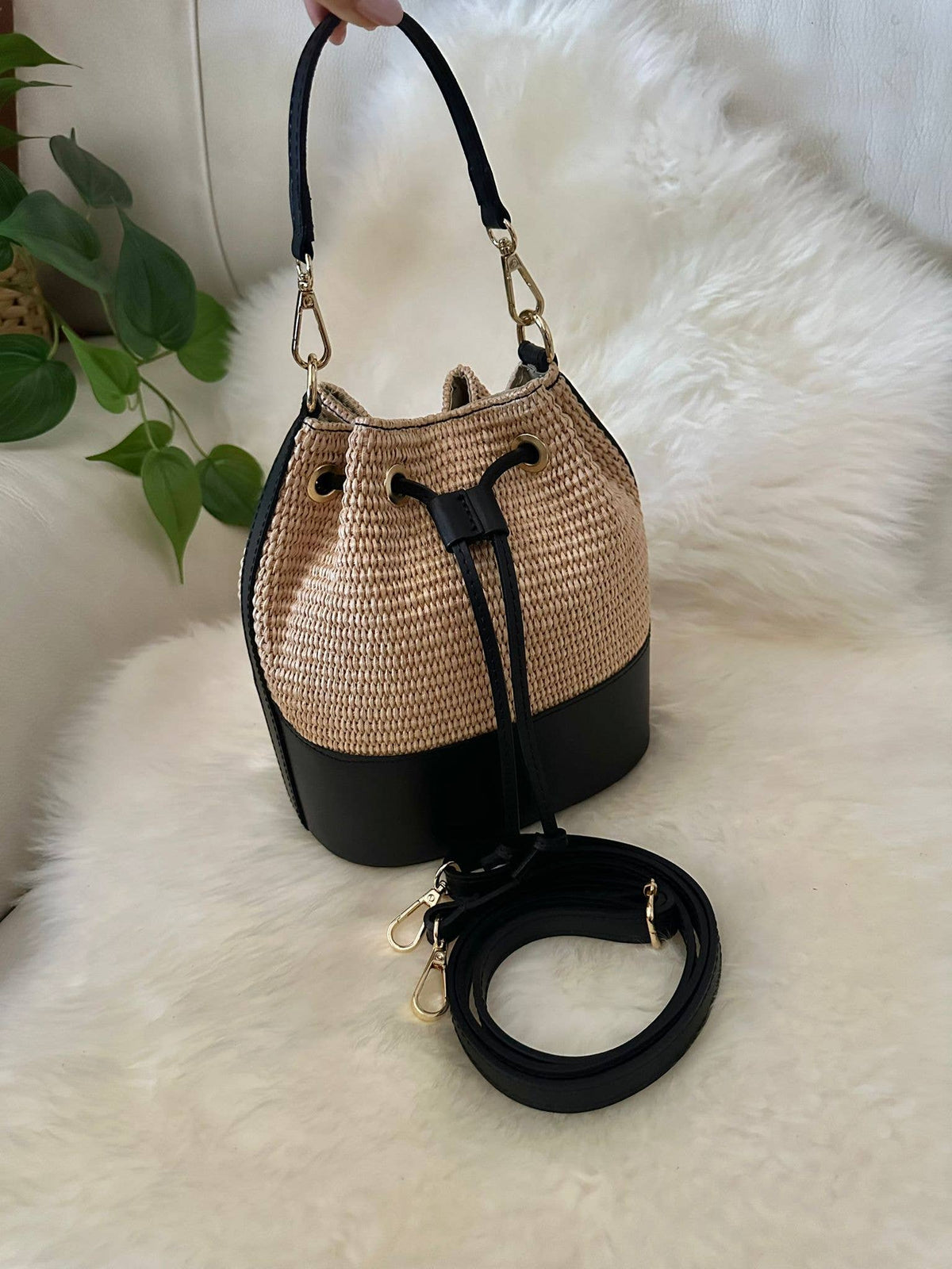 MISS Bucket Classic - Raffia-Tasche