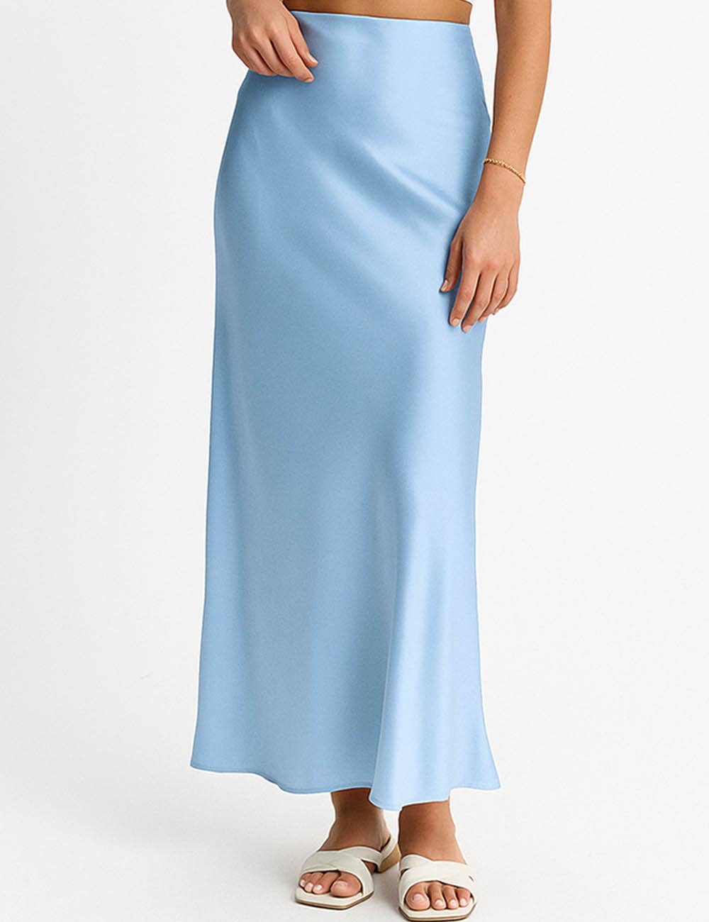 Damen Satin-Midirock in Uni-Farben