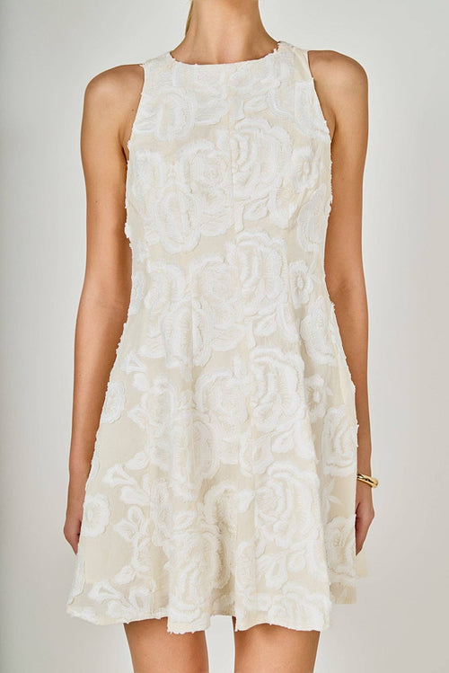 Besticktes Minikleid mit Blumenstickerei
