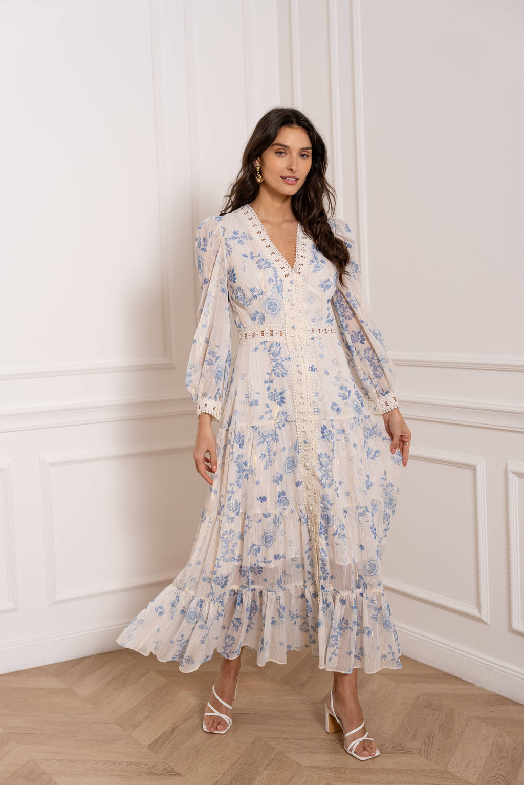 Langes Kleid Avril mit Blumenmuster