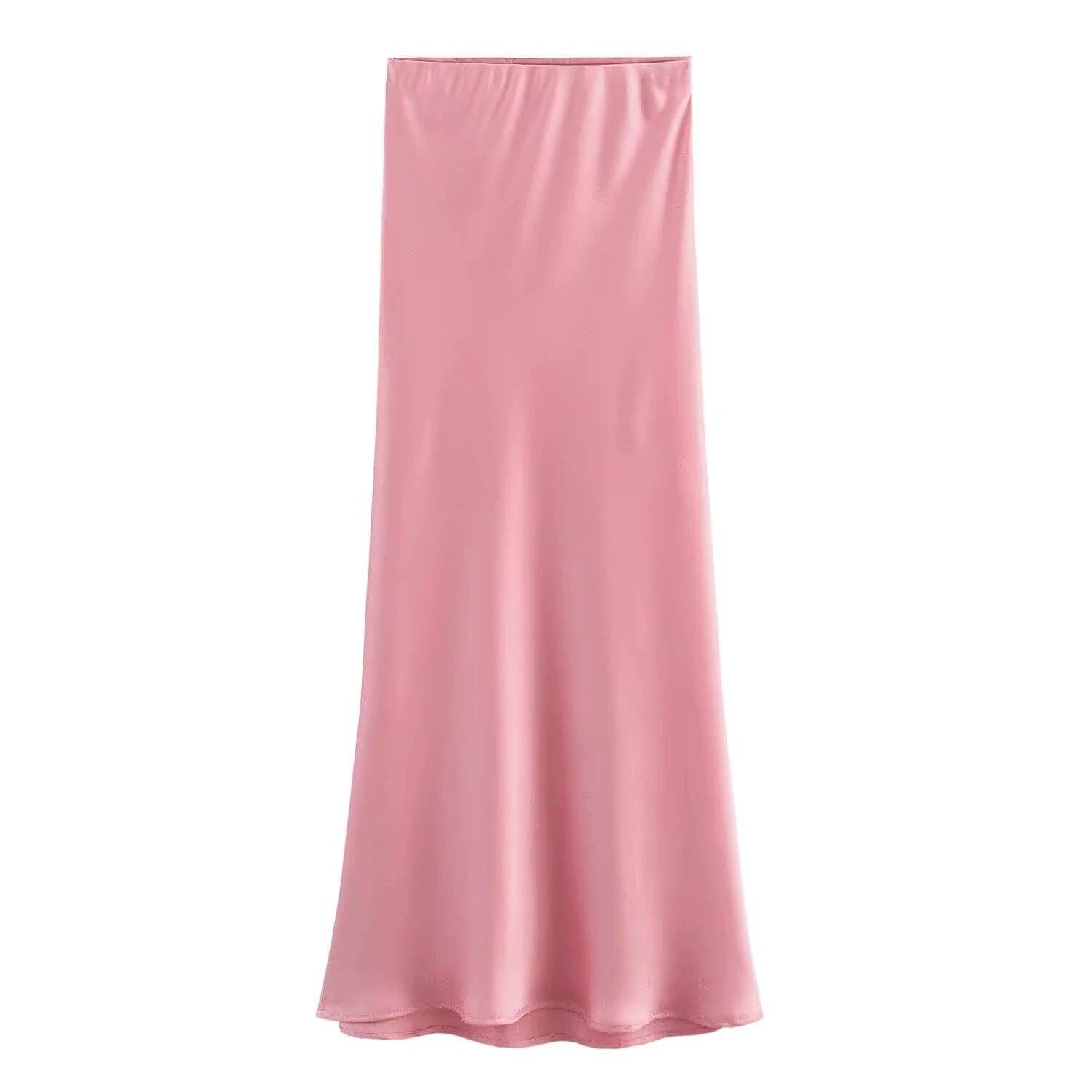 Damen Satin-Midirock in Uni-Farben