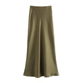 Damen Satin-Midirock in Uni-Farben