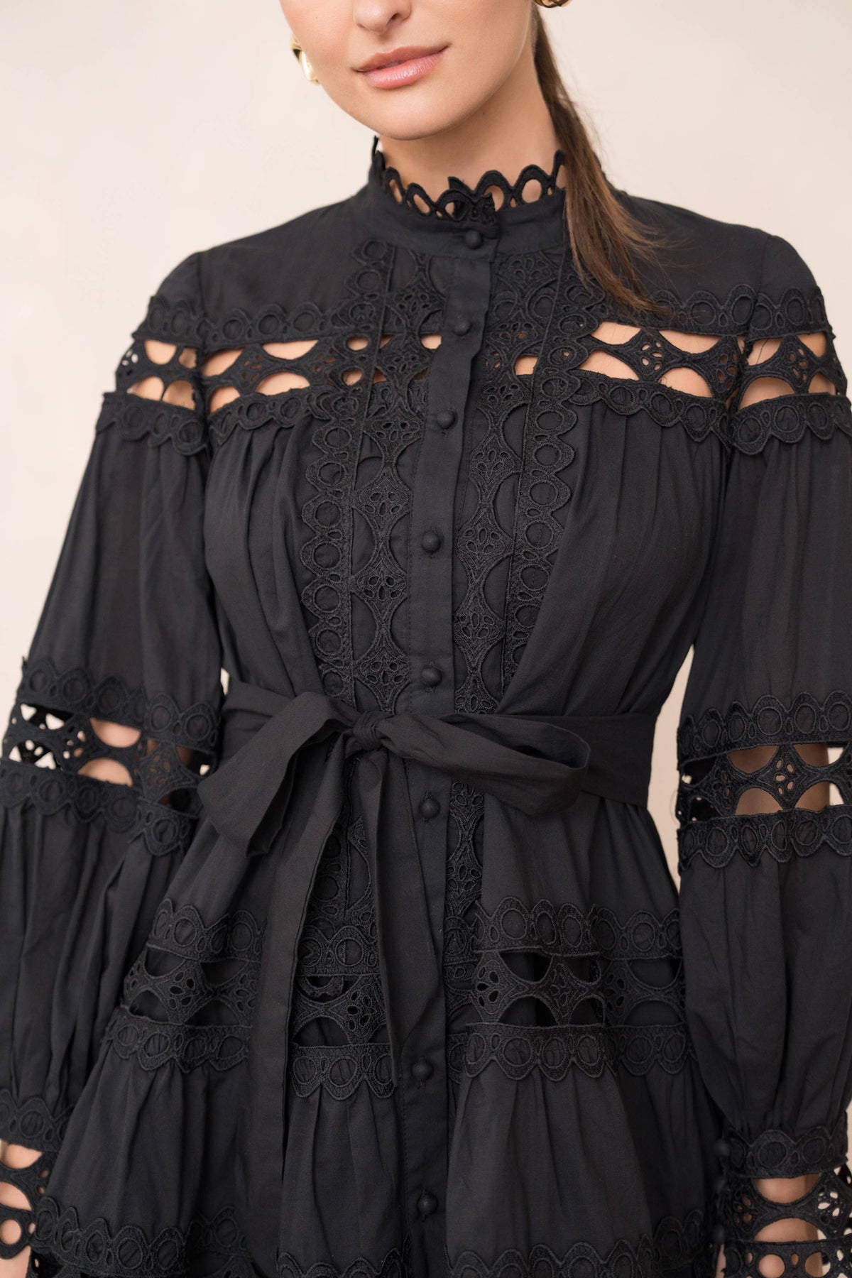 Ellie kurzes Kleid aus Spitze und Baumwolle – 81033